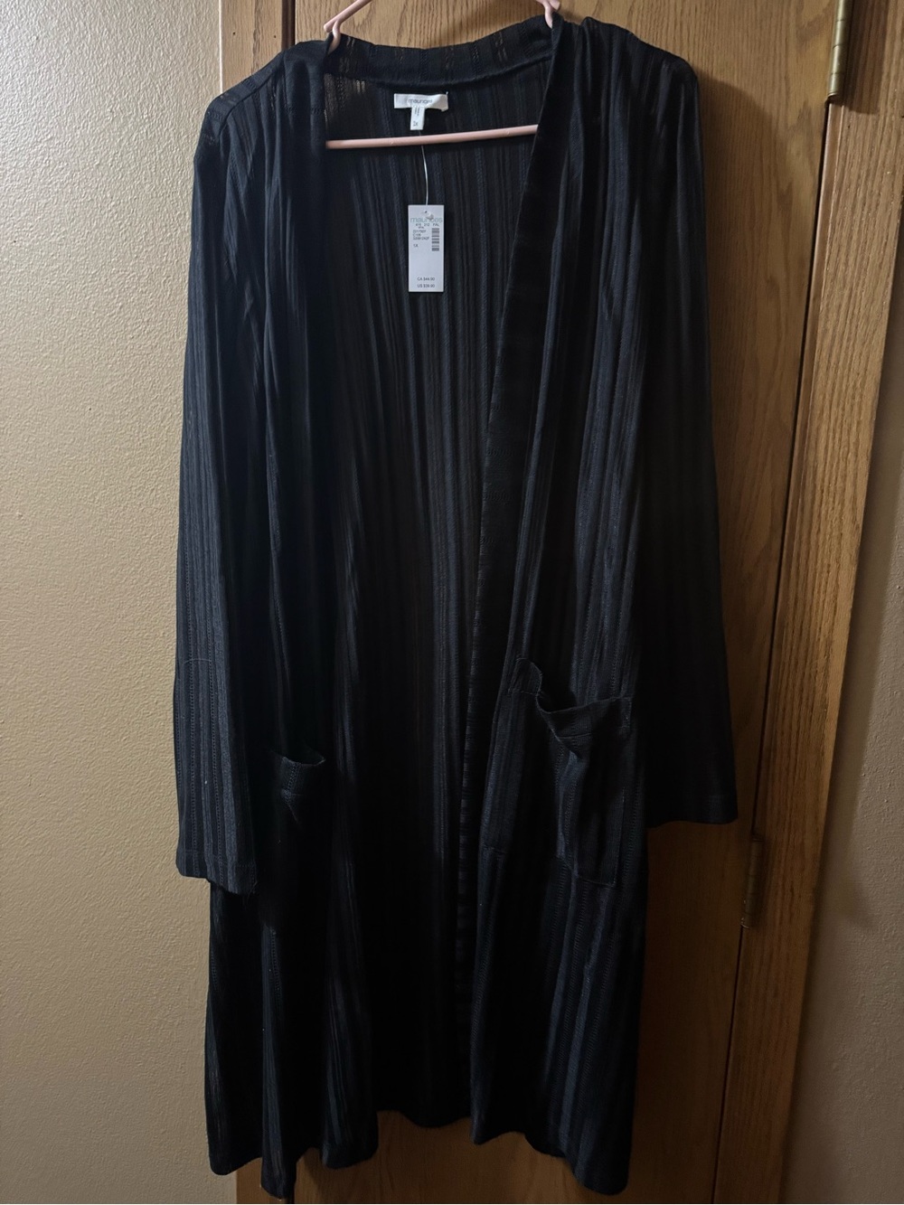 Maurices Black Long Open-Front Draped Cardigan Coat